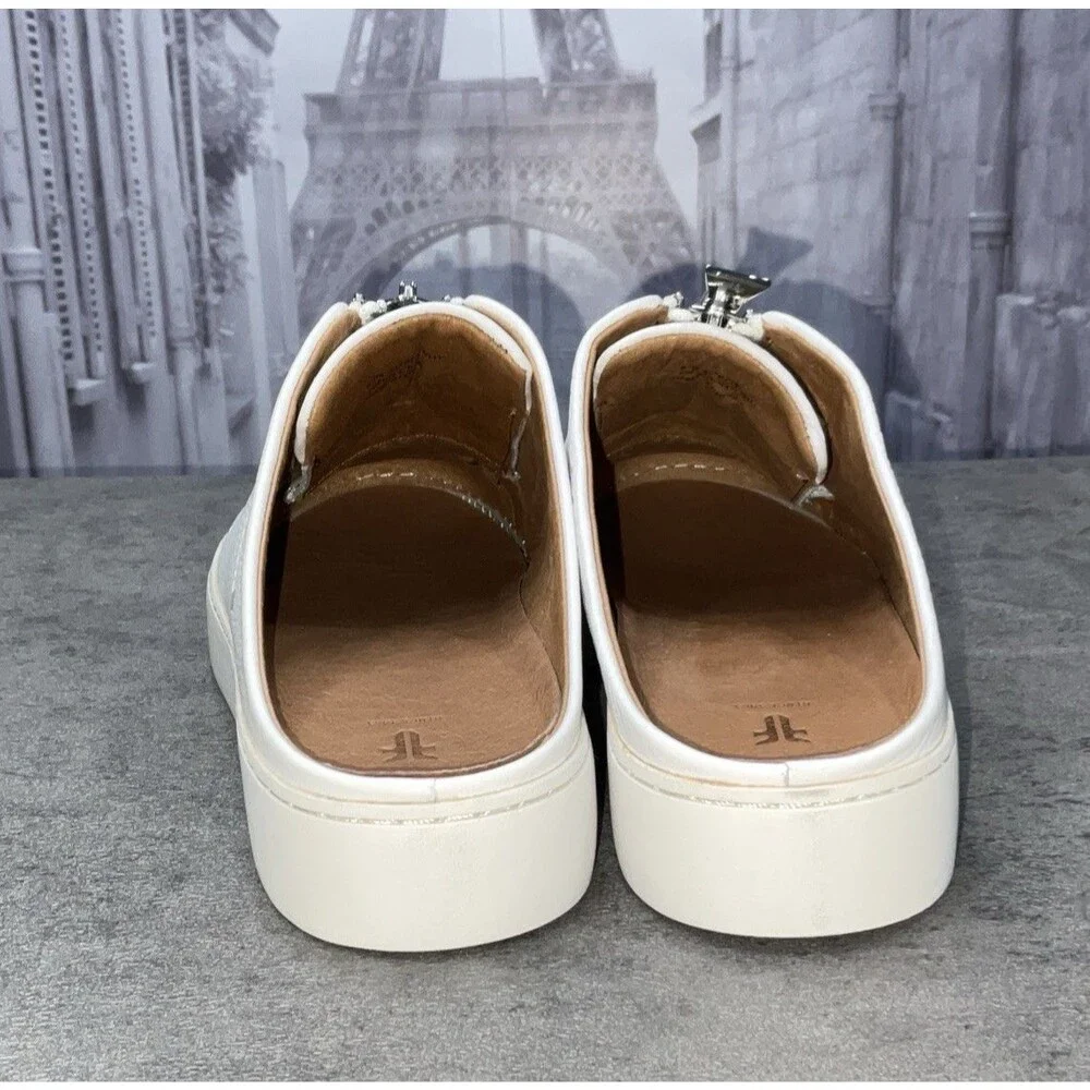 FRYE  Women’s Lena Zip Mule Shoe,White Size 8.5M